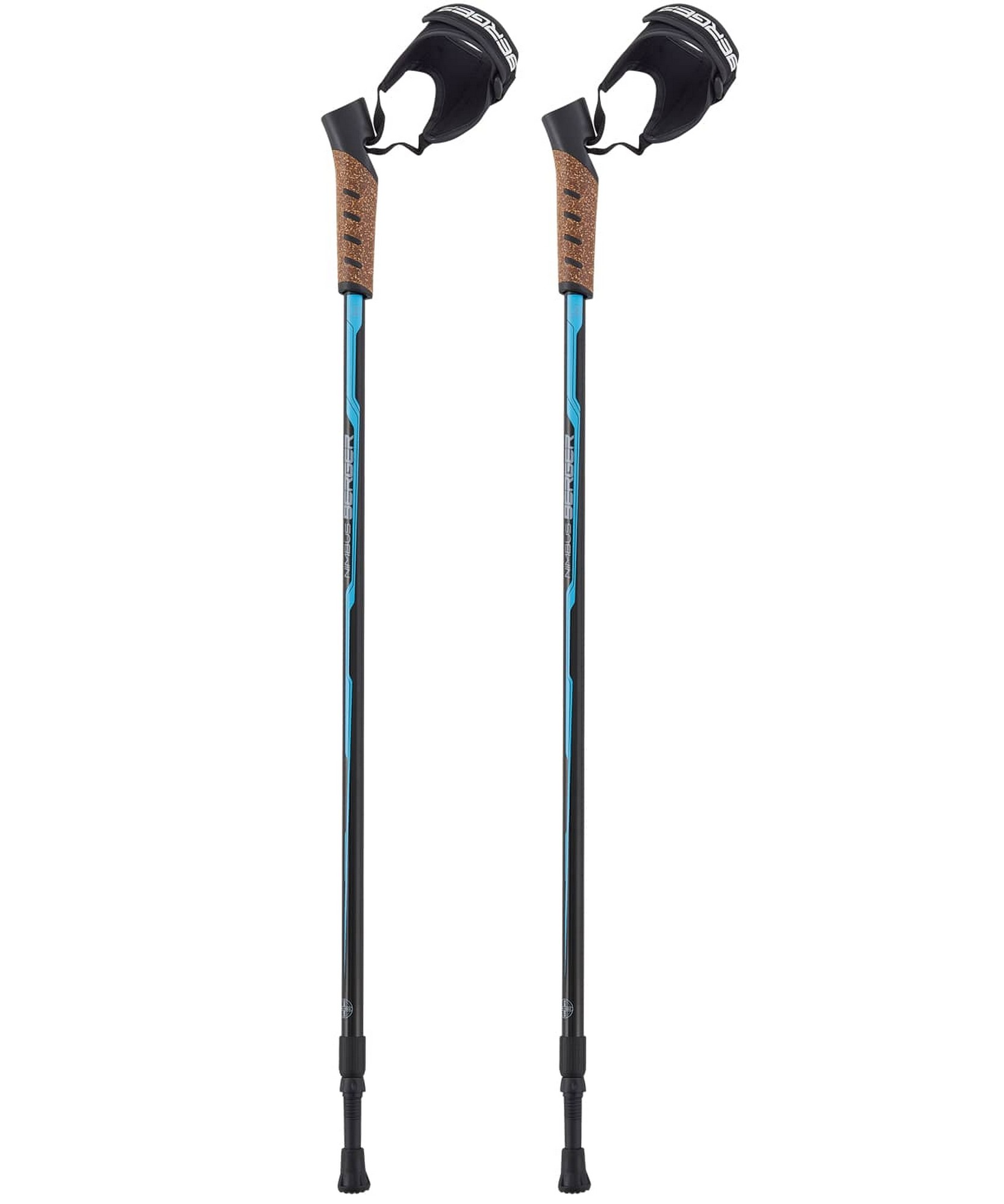 Скандинавские палки Berger Nimbus 2-секционные, 77-135 см, черный\голубой