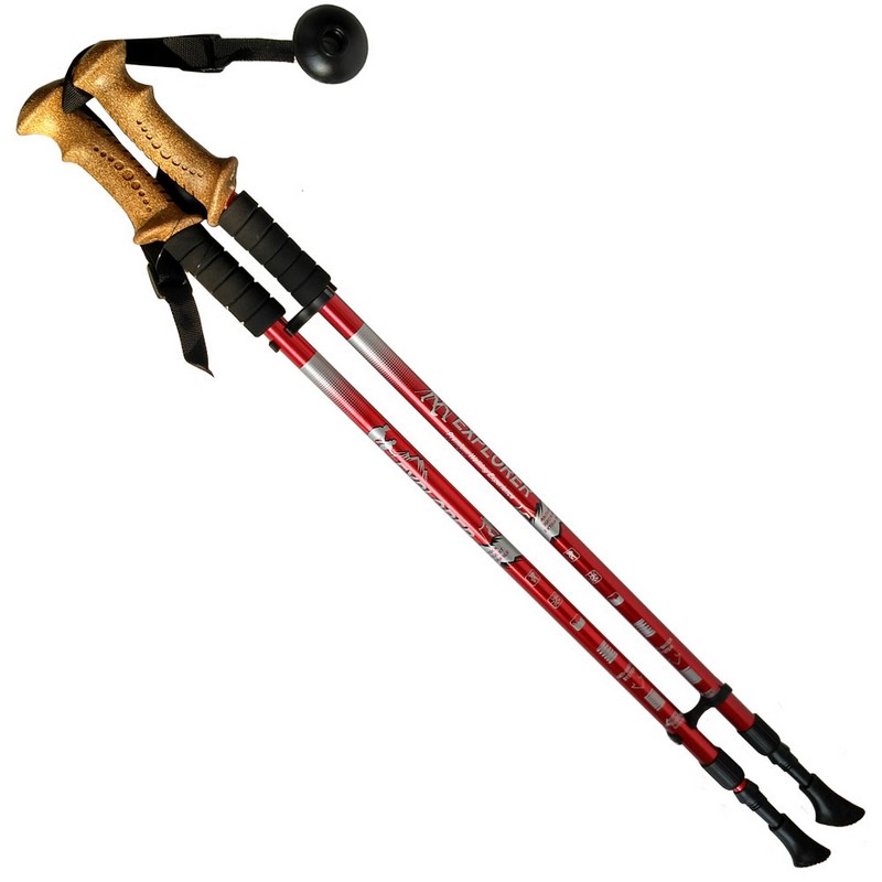 Палки для скандинавской ходьбы телескопическая, 2-х секционная R18142-PRO красный