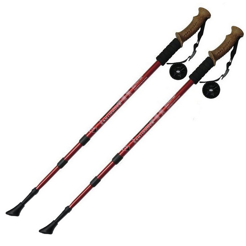 Палки для скандинавской ходьбы Sportex телескопическая, 3-х секционная F18436 красный