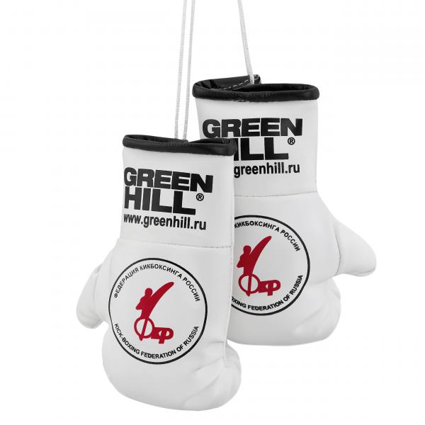 Сувенирные перчатки Федерация Кикбоксинга РФ Greenhill, белые, 13*6 см