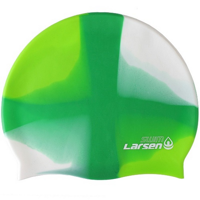 Шапочка плавательная Larsen Swim MC49 силикон, зеленый\белый
