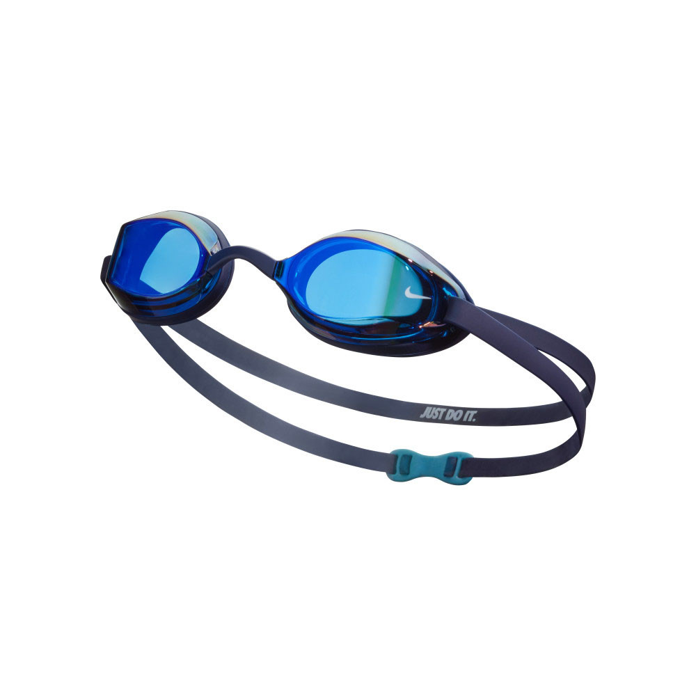 Очки для плавания Nike Legacy Mirror, NESSD130440, зеркальные линзы, FINA, смен.пер., т.-синяя оправа