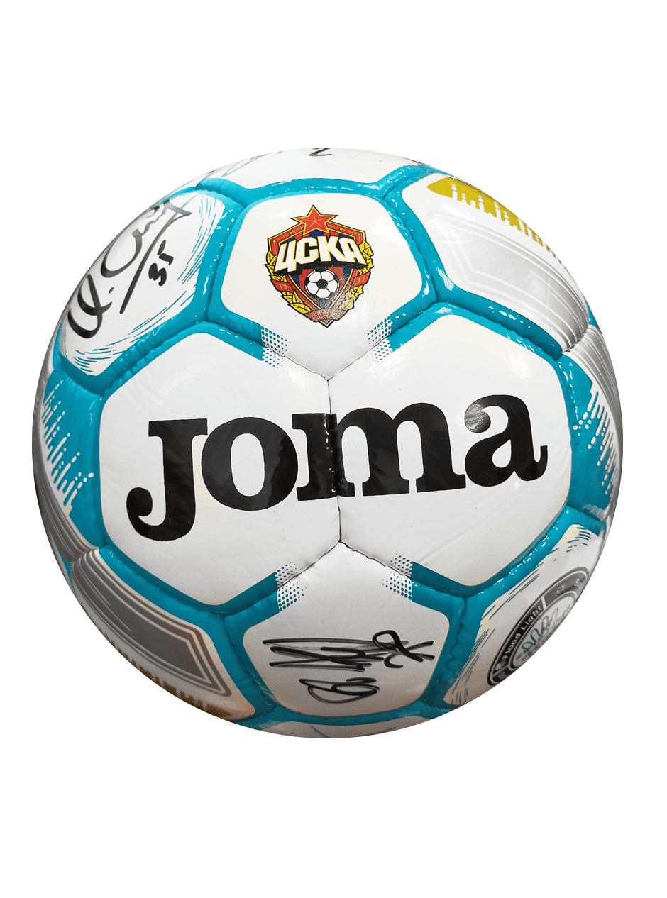 Мяч футбольный с автографами Joma Egeo с эмблемой ПФК ЦСКА , размер 5