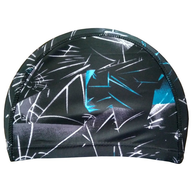 Шапочка для плавания Sportex лайкра R18078 черная с голубым