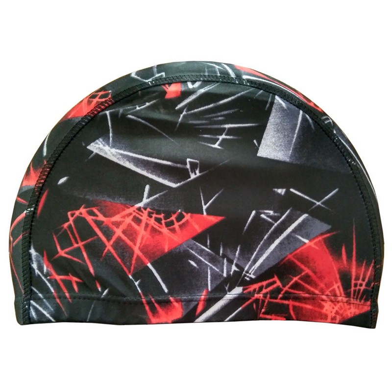 Шапочка для плавания Sportex лайкра R18079 черная с красным